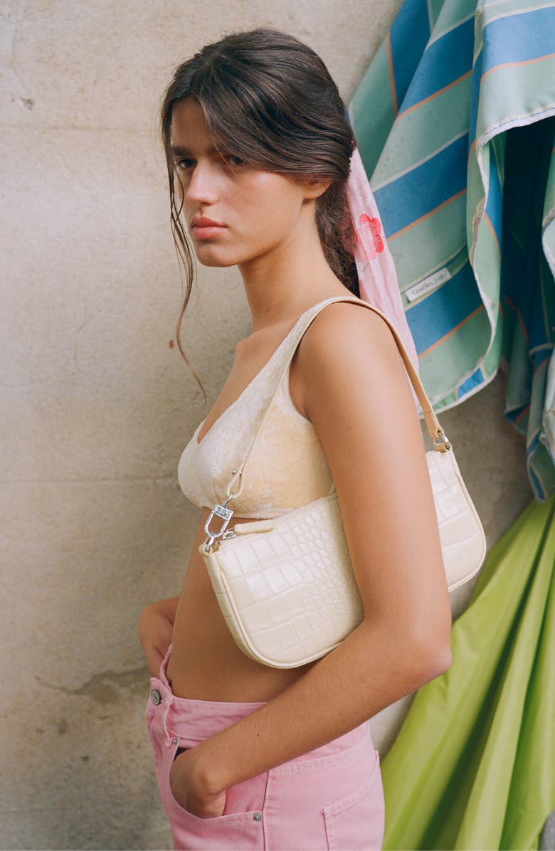 By Far Rachel Croc Embossed Leather Bag, Alternate, color,