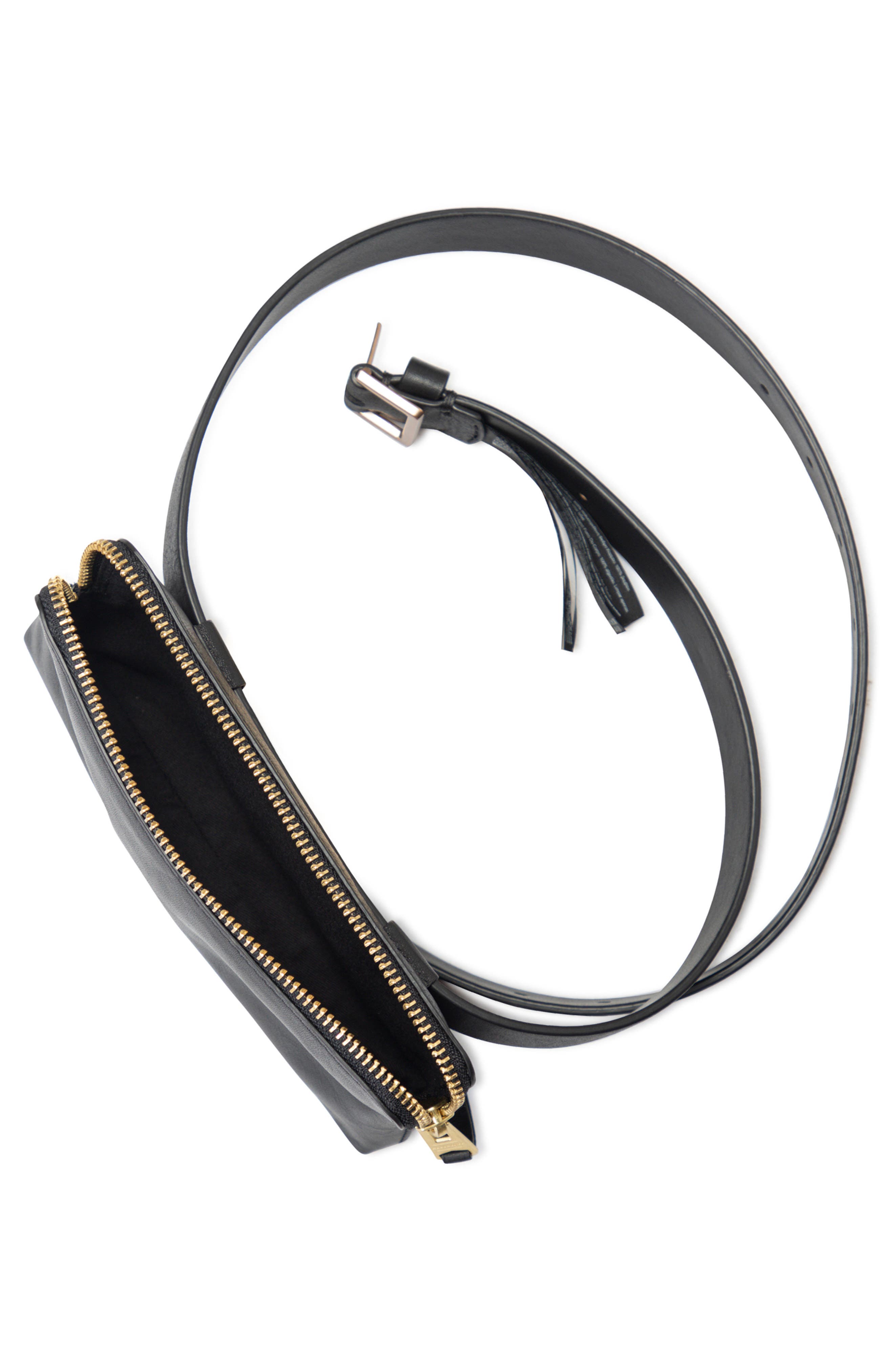 AllSaints Zip Leather Belt Bag, Alternate, color, 