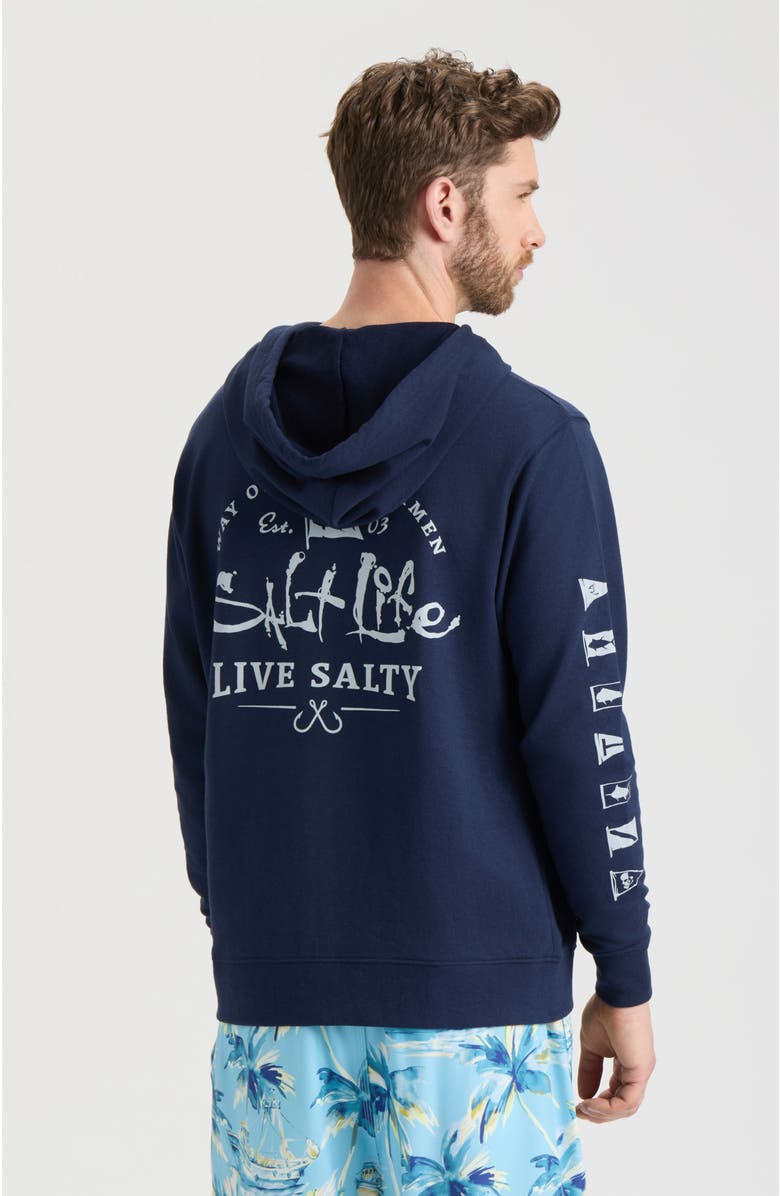 Salt Life Ocean Kin Long Sleeve Pullover Hoodie, Alternate, color, Navy
