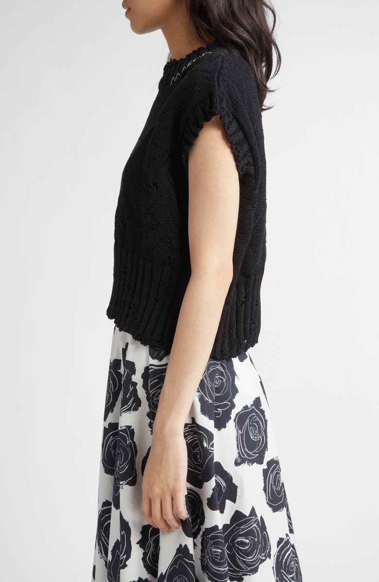 Marni Distressed Cotton Crop Sweater Vest, Alternate, color, 