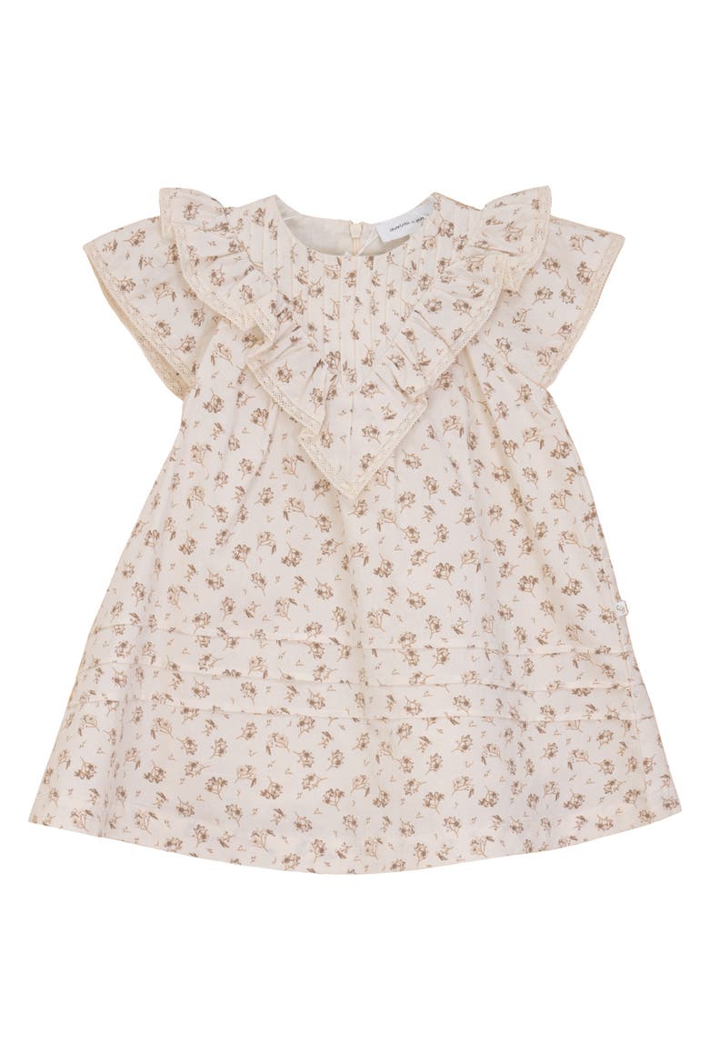 Floral V Shape Yoke Jumper Dress, Main, color, Cocoa