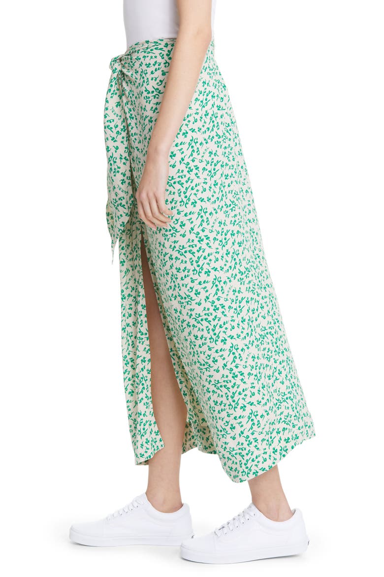 Print Tie Waist Midi Skirt, Alternate, color, TAPIOCADNU