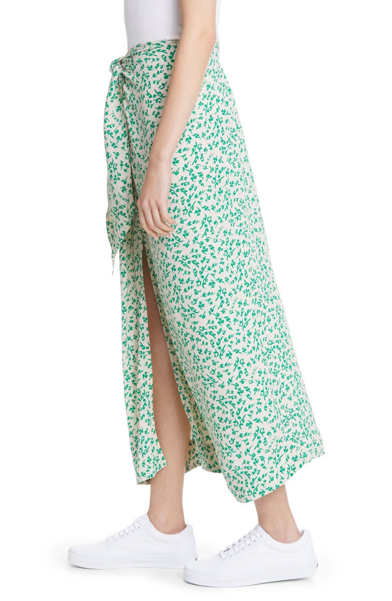 Ganni Print Tie Waist Midi Skirt, Alternate, color, 