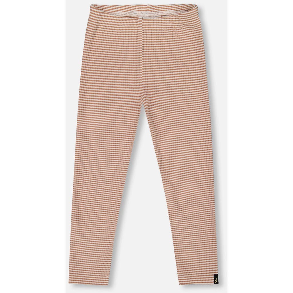 Deux Par Deux Rib Striped Leggings In Pink
