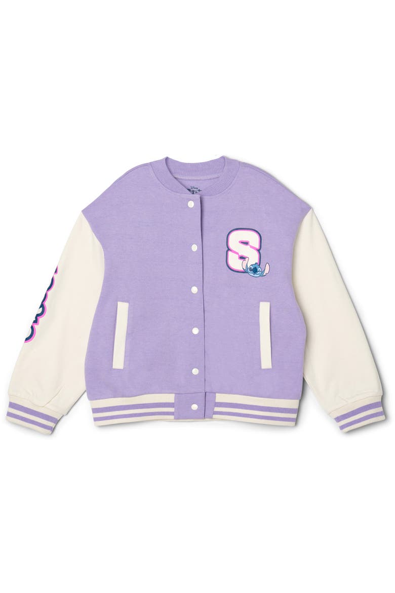 Lilo & Stitch Fleece Varsity Jacket and Joggers Set, Alternate, color, Purple Stitch