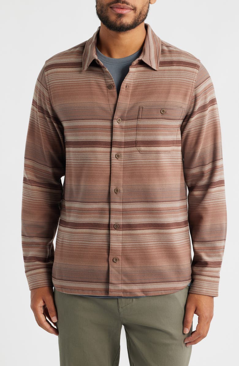 Free Fly SeaWool Flannel Button-Up Shirt, Alternate, color, Nutmeg Stripe