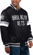 STARTER Men's Starter Black Brooklyn Nets Home Game Satin Full-Snap Varsity Jacket