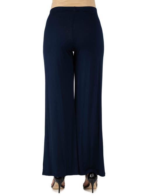 24seven Comfort Apparel Maternity Solid Color Palazzo Pants In Blue