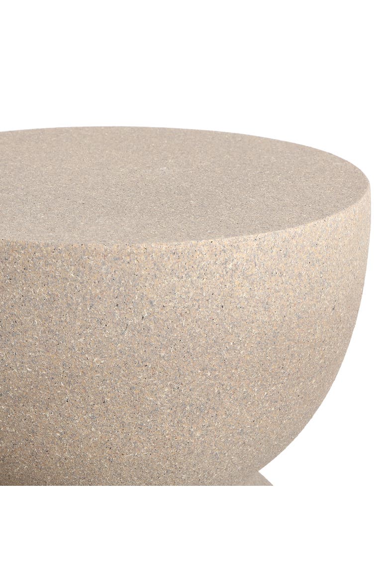 Greta Modern Frosted Textured Hourglass Indoor/Outdoor Stool & Side Table, All-Weather Patio Accent End Table, Alternate, color, Light Brown Frosted