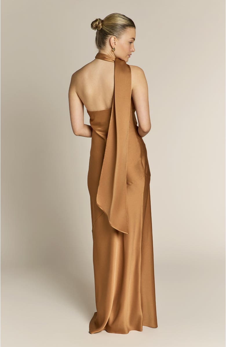 Rewritten Raye One Shoulder Dress, Alternate, color, Caramel