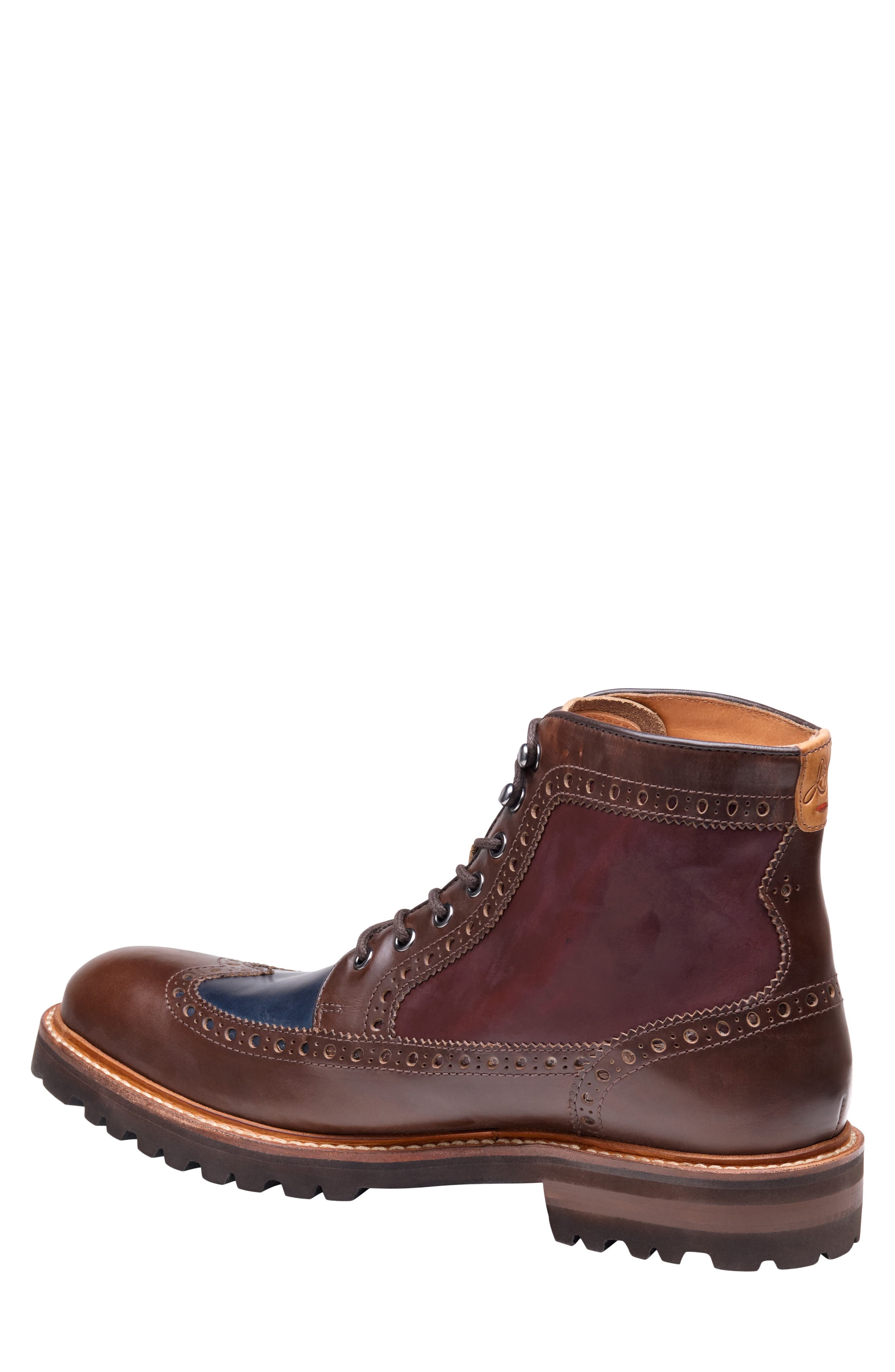 Kingsbury Wingtip Leather Boot, Alternate, color, TAN/ NAVY/ RED AMERICAN GRAIN