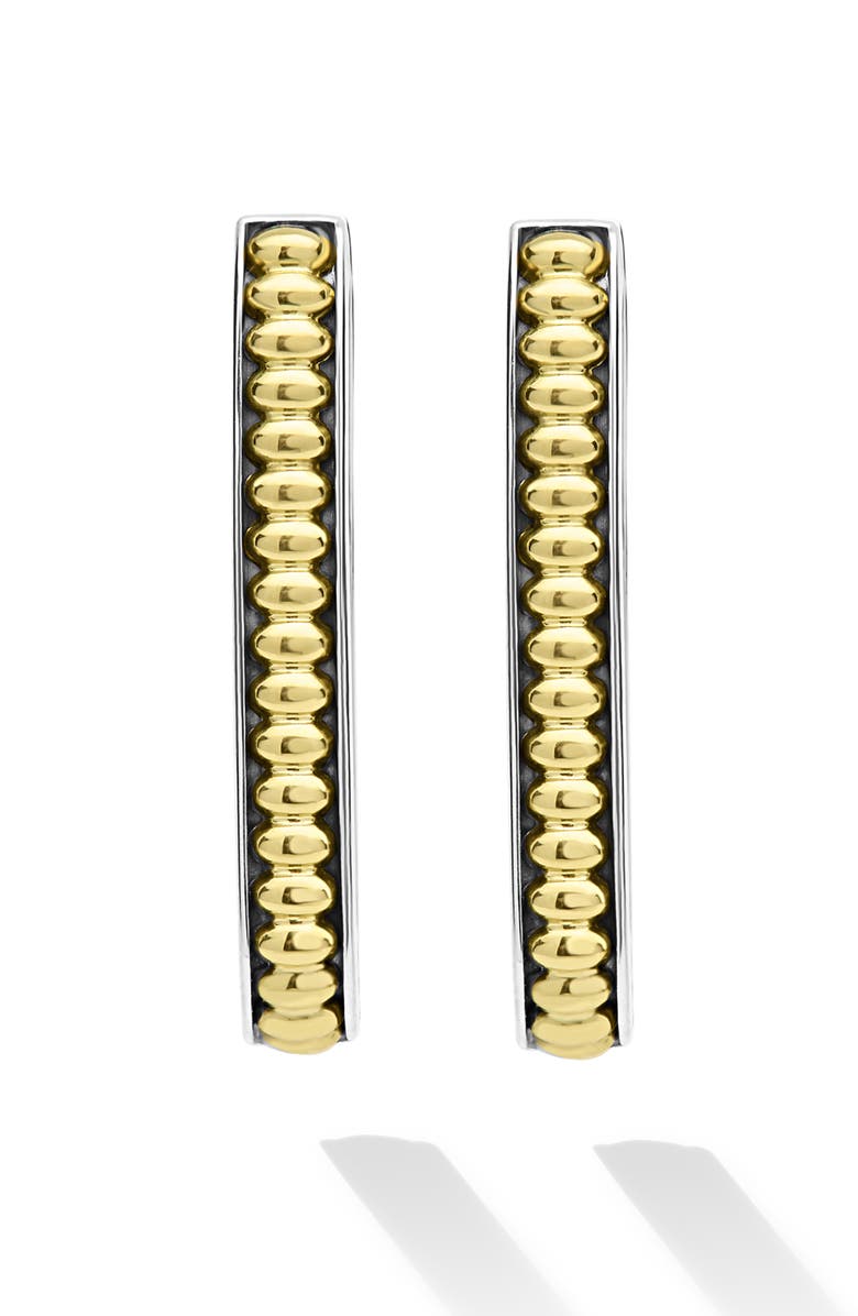 LAGOS Large Two-Tone Linear Hoop Earrings, Alternate, color, Two Tone