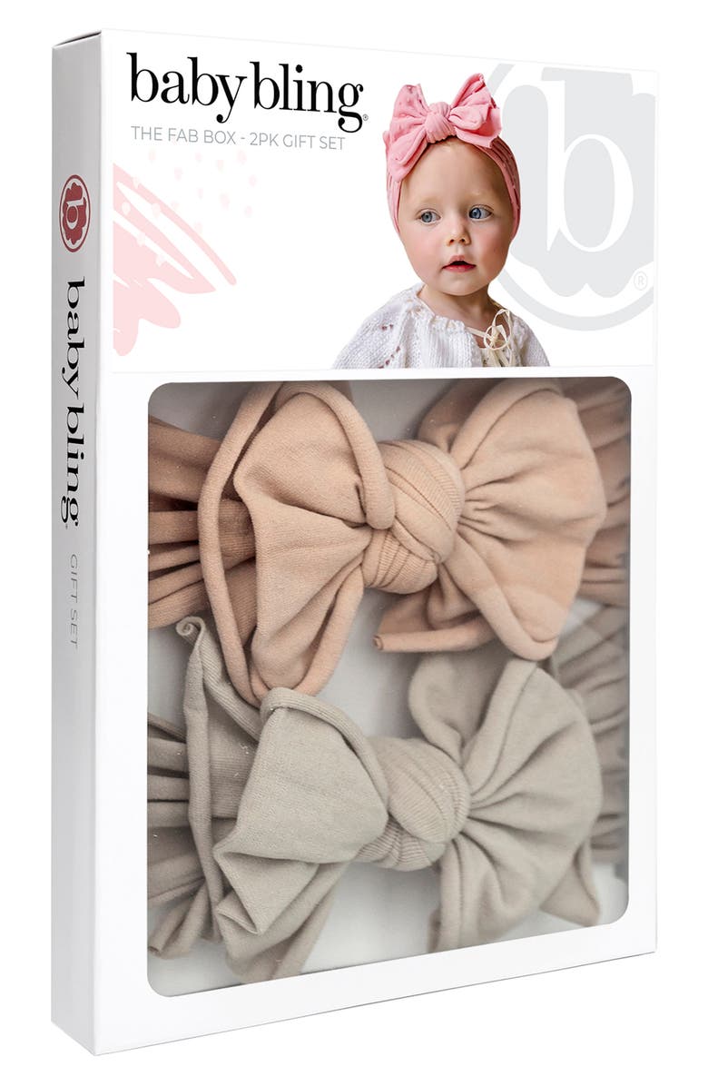 Baby Bling 2-Pack Bow Headbands, Alternate, color, Oatmeal Mushroom