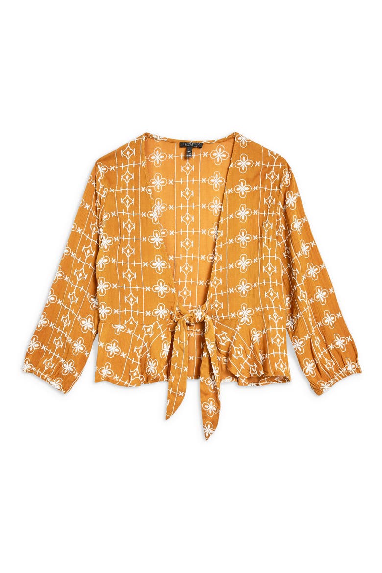 Crinkle Embroidered Jacket, Alternate, color, MUSTARD MULTI