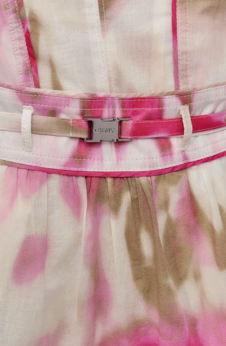 DKNY Square Neck Belted Floral Print Dress, Alternate, color, May Watercolor