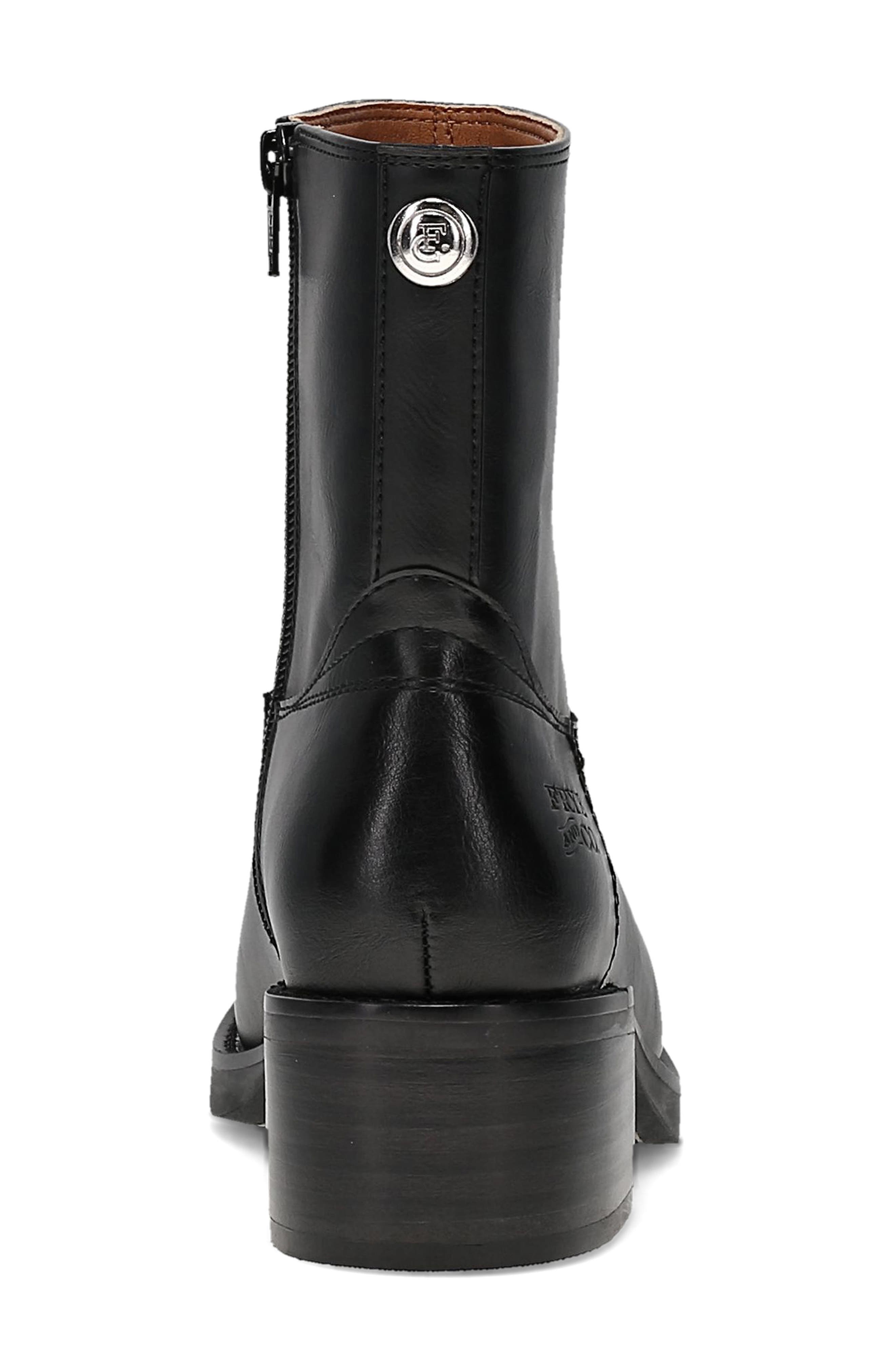 Miranda Low Zip Faux Leather Bootie, Alternate, color, BLACK
