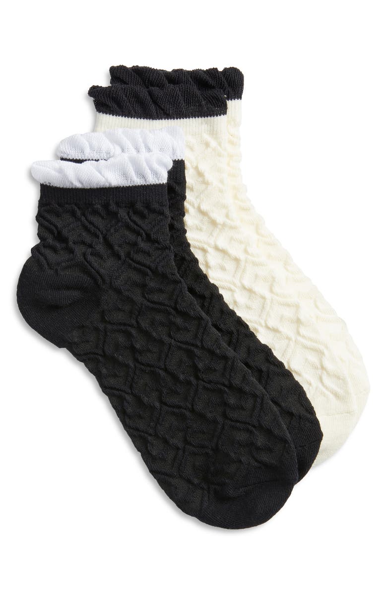 Stems 2-Pack Ruffle Textured Heart Ankle Socks, Main, color, 