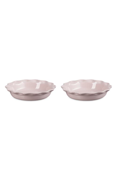 Le Creuset Set Of 2 9-inch Heritage Stoneware Pie Dishes In Chiffon Pink