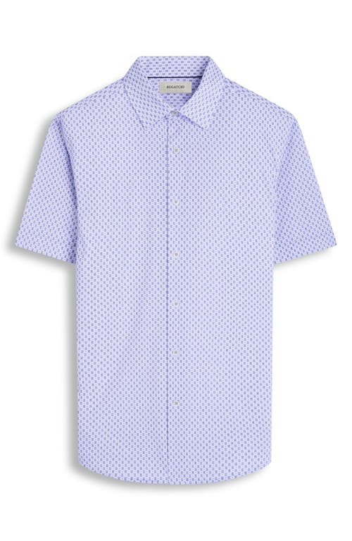 Bugatchi Miles Ooohcotton® Geo Print Short Sleeve Button-up Shirt In Lilac