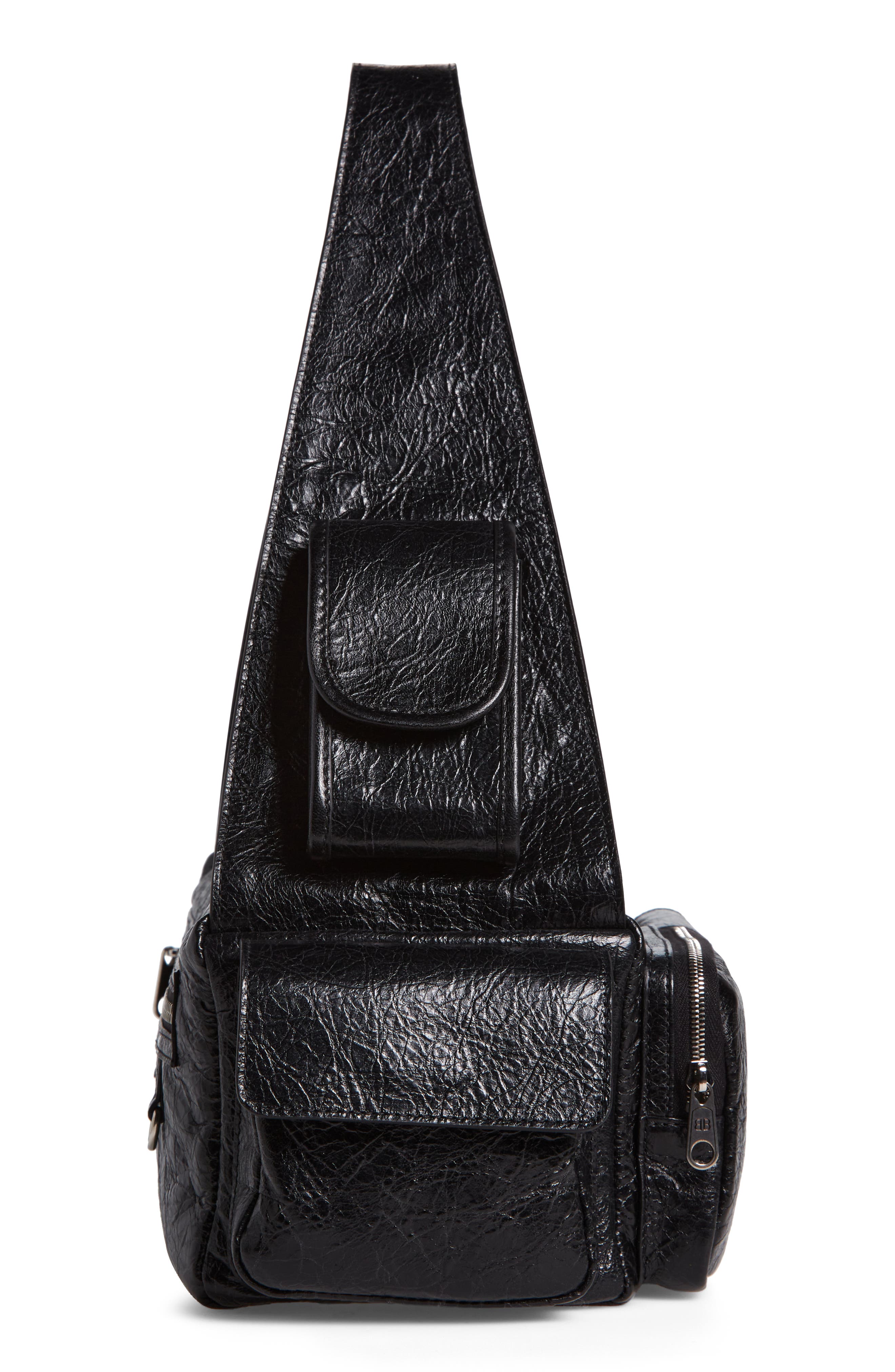 Balenciaga Small Superbusy Crinkle Leather Sling Bag, Alternate, color, 
