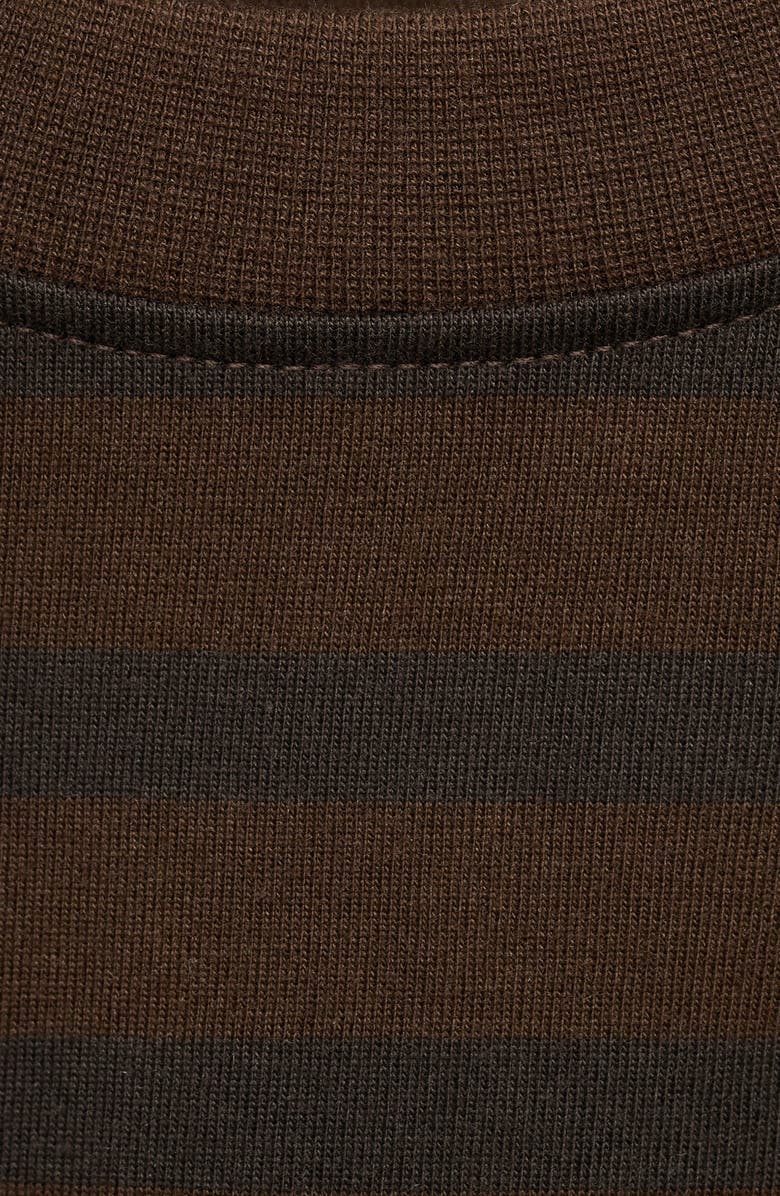 MANGO Stripe Relaxed Fit Cotton Crewneck Shirt, Alternate, color, Medium Brown
