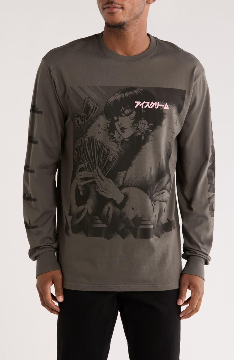 ICECREAM Count Em Long Sleeve Cotton Graphic T-Shirt, Main, color, Beluga