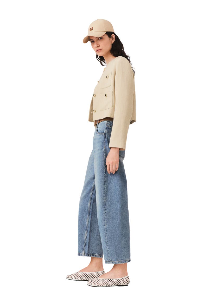 Short linen blend jacket, Alternate, color, Beige