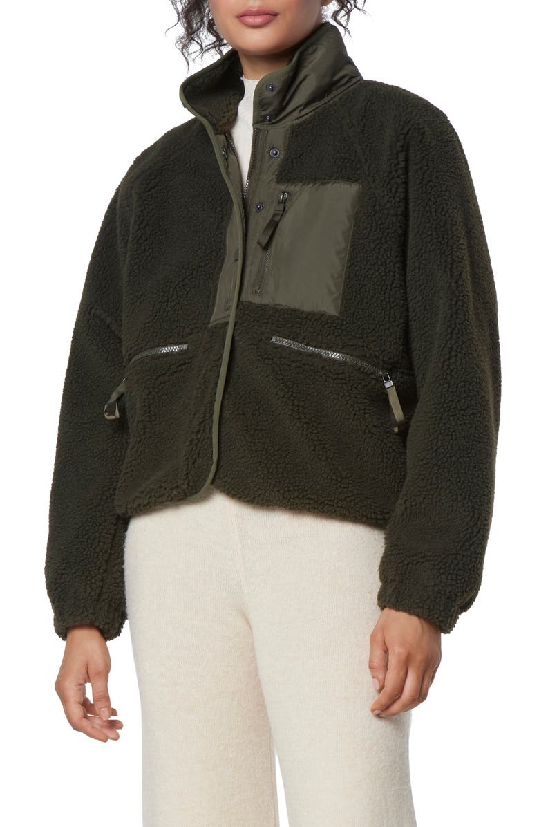 Marc New York Performance Mixed Media Fleece Zip Jacket, Main, color, Olive