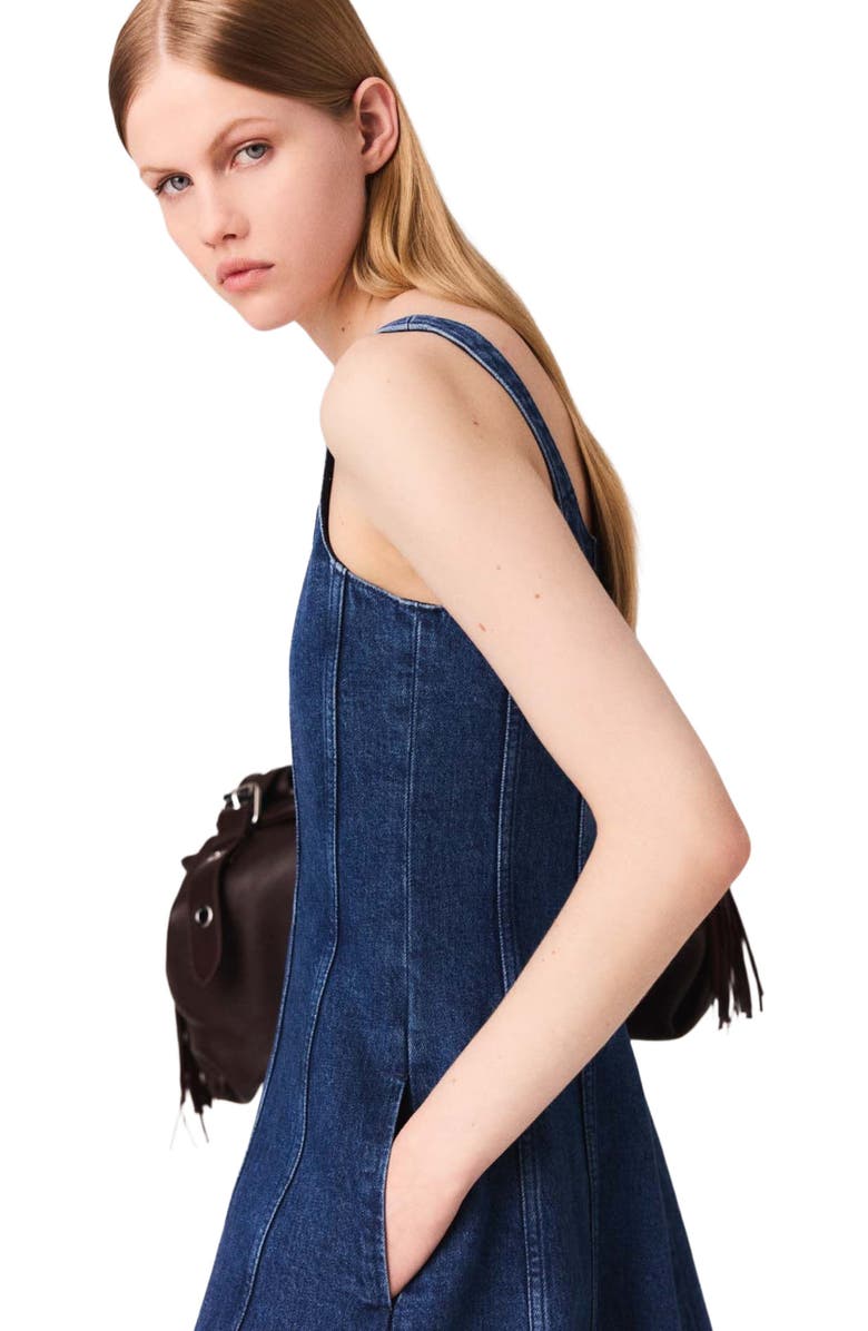 maje Midi denim dress, Alternate, color, Denim Blue