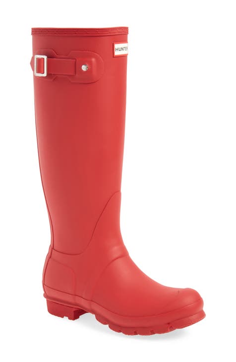 Shops ladies red rain boots