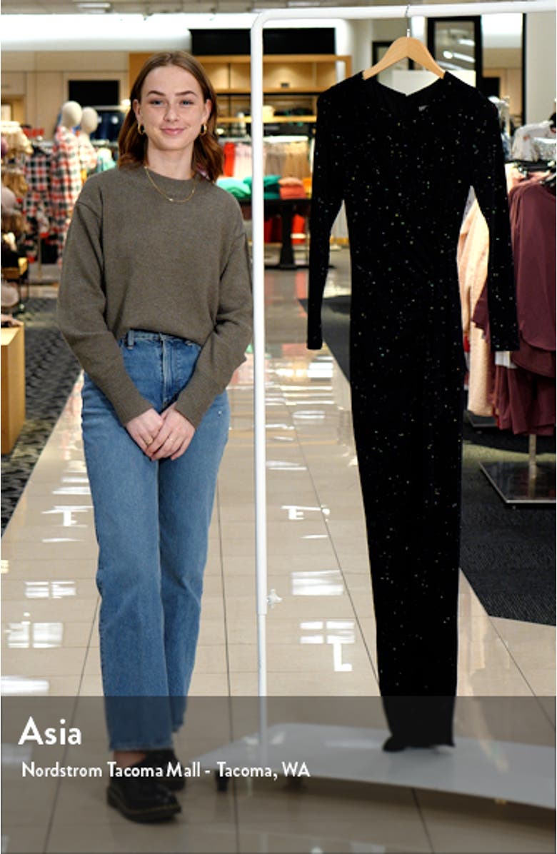 Ruched Metallic Long Sleeve Gown, sales video thumbnail