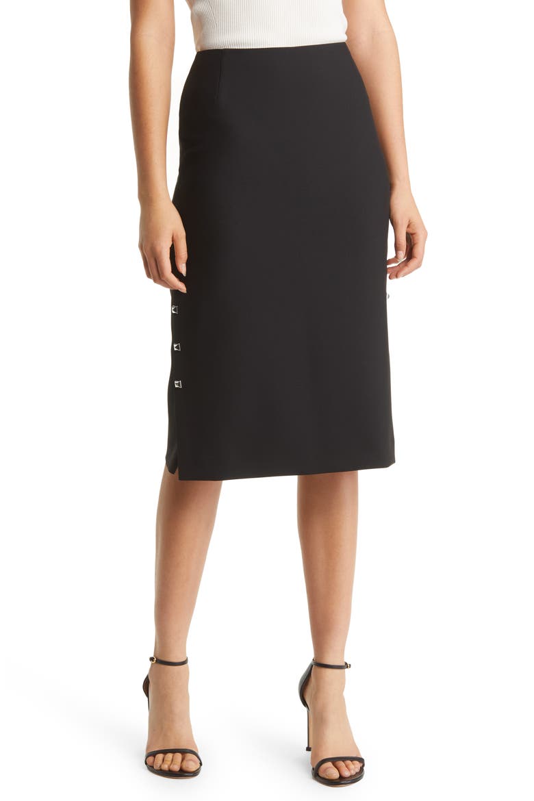 Vevoka Studded Trim Pencil Skirt, Main, color, BLACK