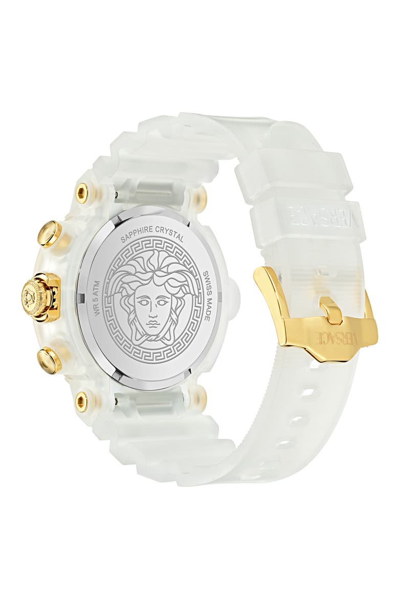 Real Active Chronograph Silicone Strap Watch, 45mm, Alternate, color, TRANSPARENT WHITE ECOCERAMIC