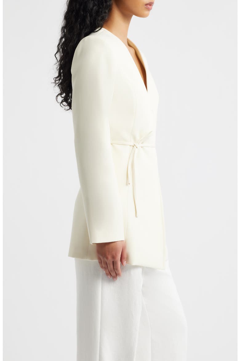 Avril Scallop Trim Tie Waist Blazer, Alternate, color, CREAM