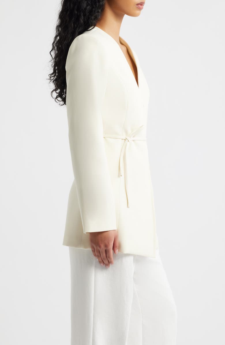 Extro & Vert Avril Scallop Trim Tie Waist Blazer, Alternate, color, Cream