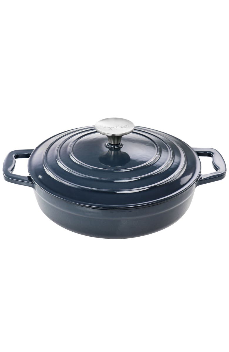 Megachef 2 Quart Round Enameled Cast Iron Braiser Pan, Alternate, color, 