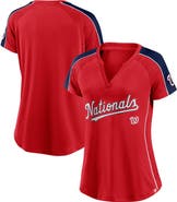 FANATICS Women's Fanatics Red Washington Nationals Lineup League Diva Raglan Notch Neck T-Shirt