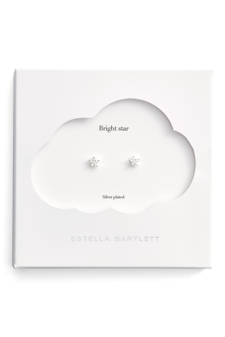 Shine Bright Star Stud Earrings, Alternate, color, SILVER PLATED
