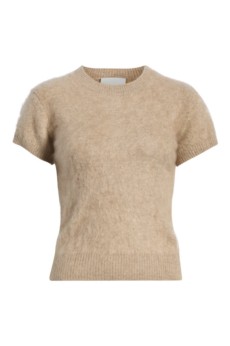 Darcy Brushed Cashmere Short Sleeve Sweater, Main, color, BRUSHED OATMEAL