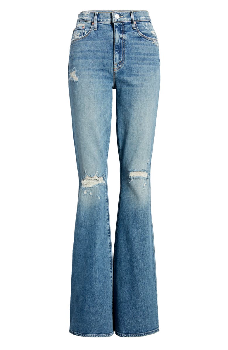 MOTHER The Super Cruiser Ripped High Waist Flare Jeans, Alternate, color,