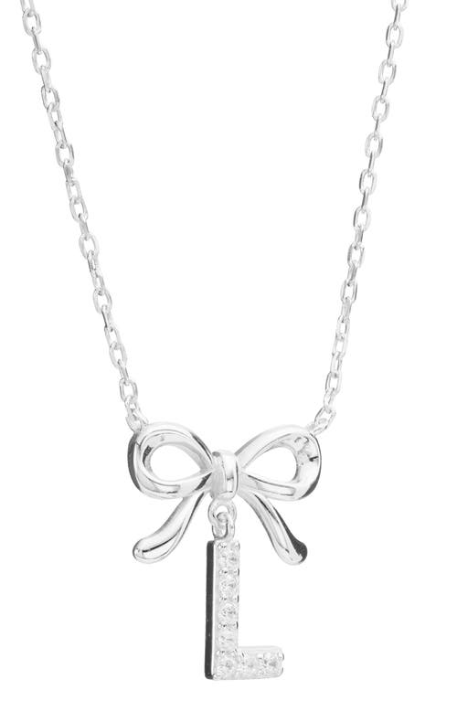 Athra Luxe Cubic Zirconia Bow Initial Pendant Necklace In Metallic