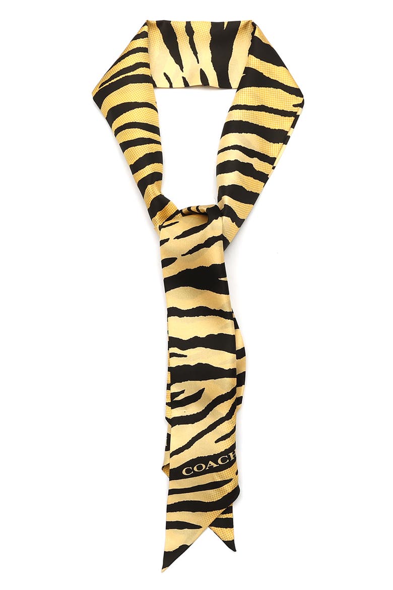 Tiger Stripe Wide Silk Scarf, Alternate, color, YELLOW/ BLACK