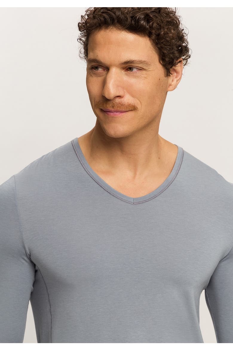 Natural Function Tencel And Cotton Fitted V-Neck Top, Alternate, color, Cliff Grey