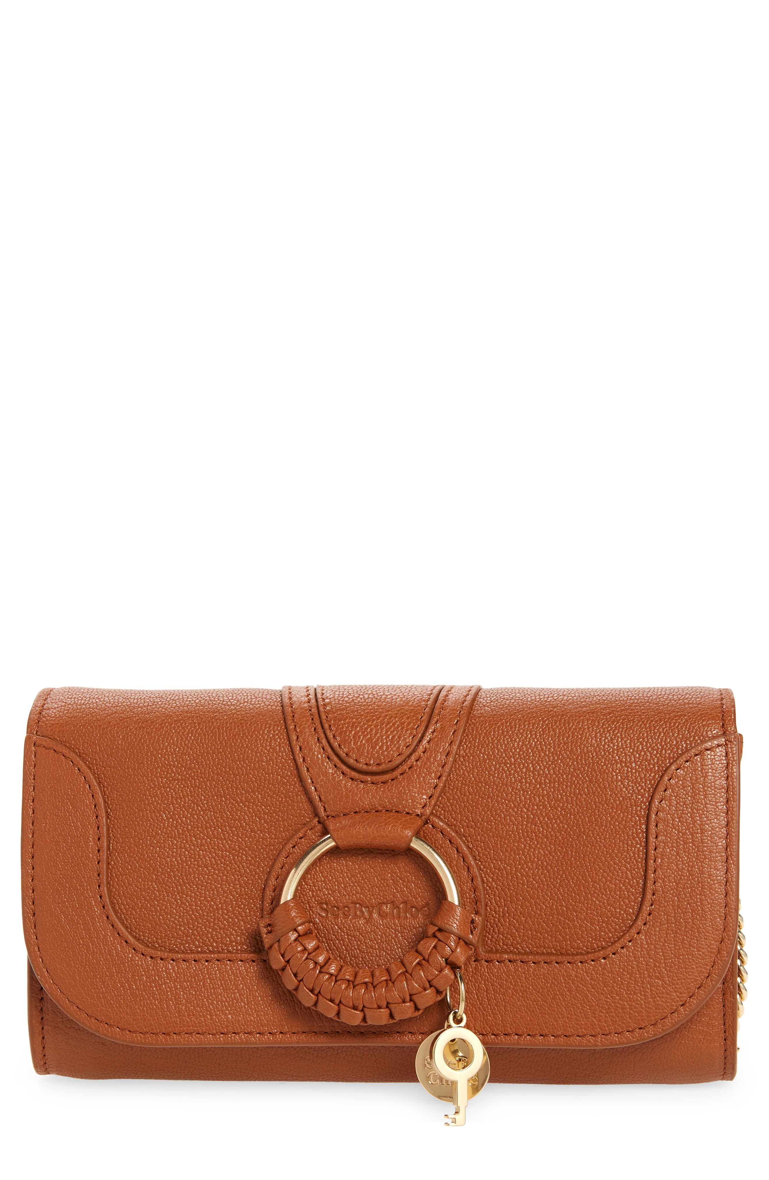 See by Chloé Hana Large Leather Wallet on a Chain, Main, color, 
