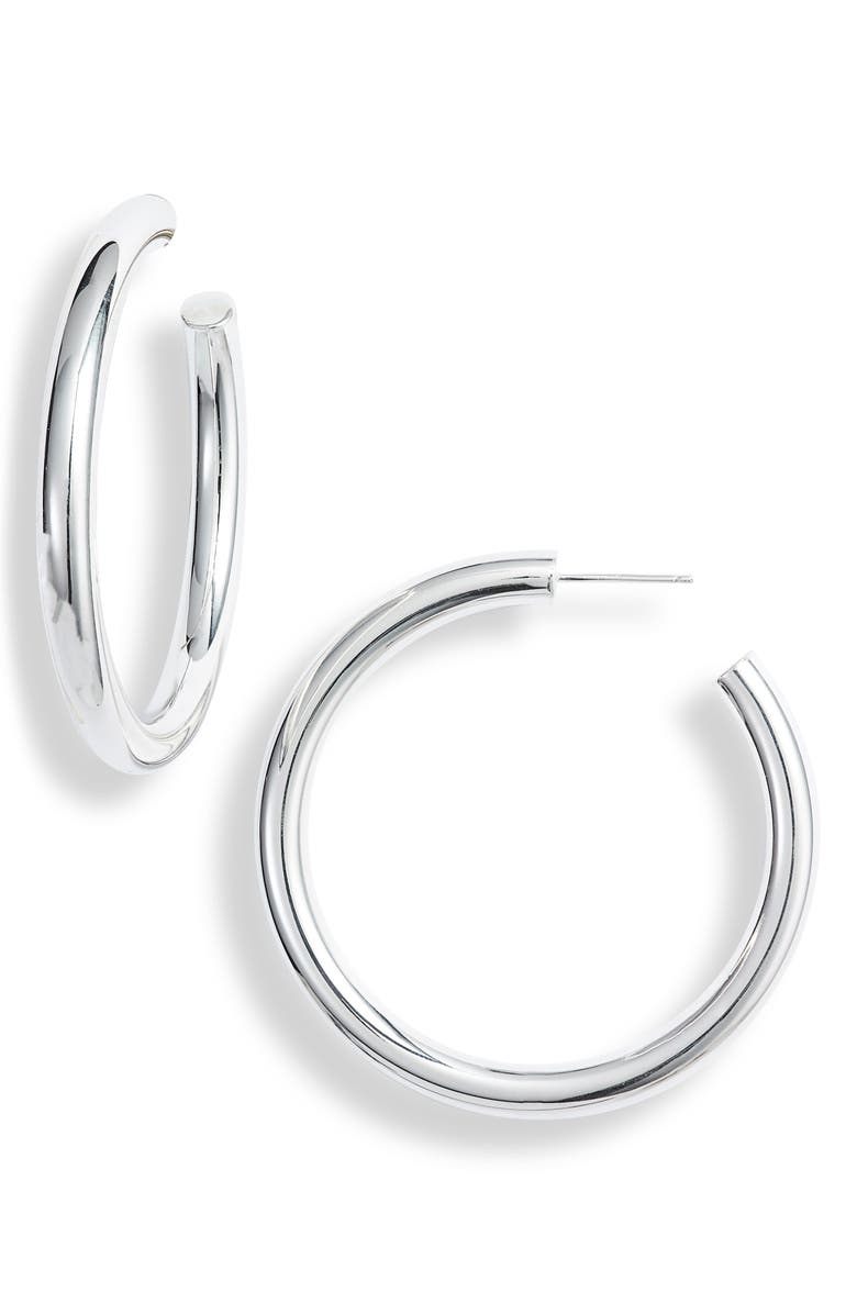 Jennifer Zeuner Lou Medium Hoop Earrings, Main, color, Silver