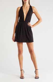 GO COUTURE Plunge Neck Knit Minidress