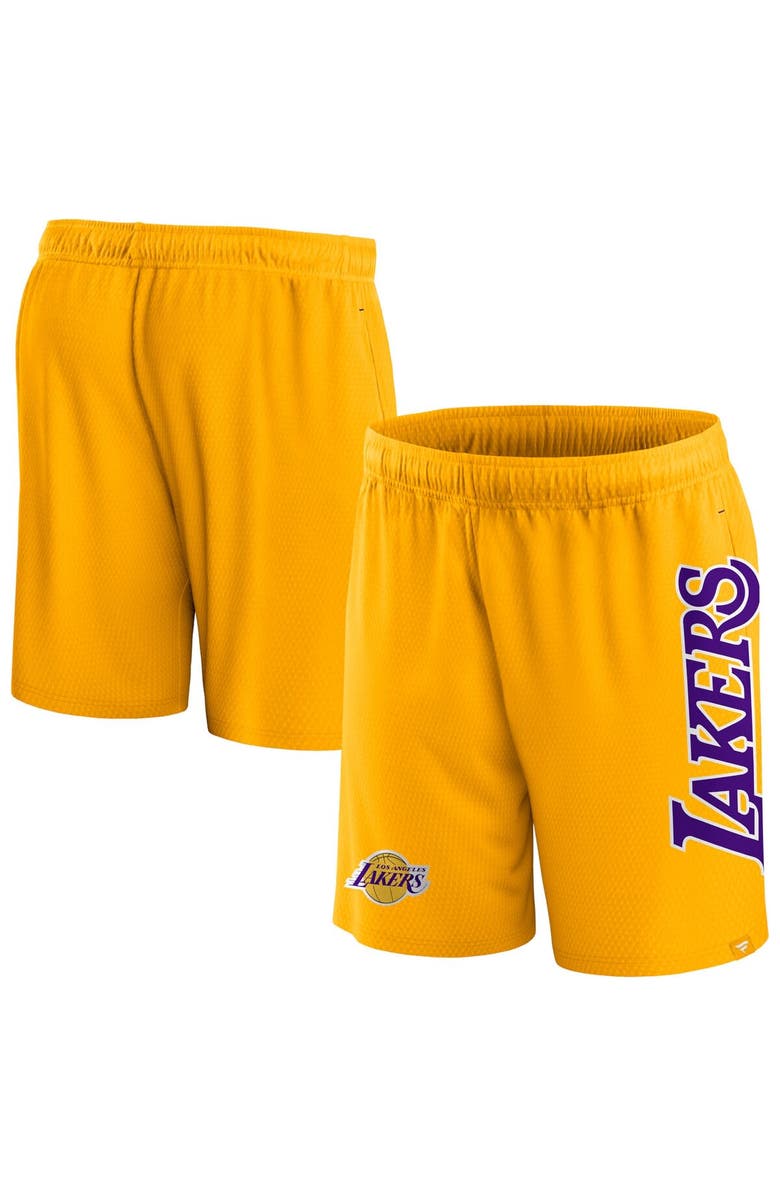 FANATICS Men's Fanatics Branded Gold Los Angeles Lakers Post Up Mesh Shorts, Main, color, 