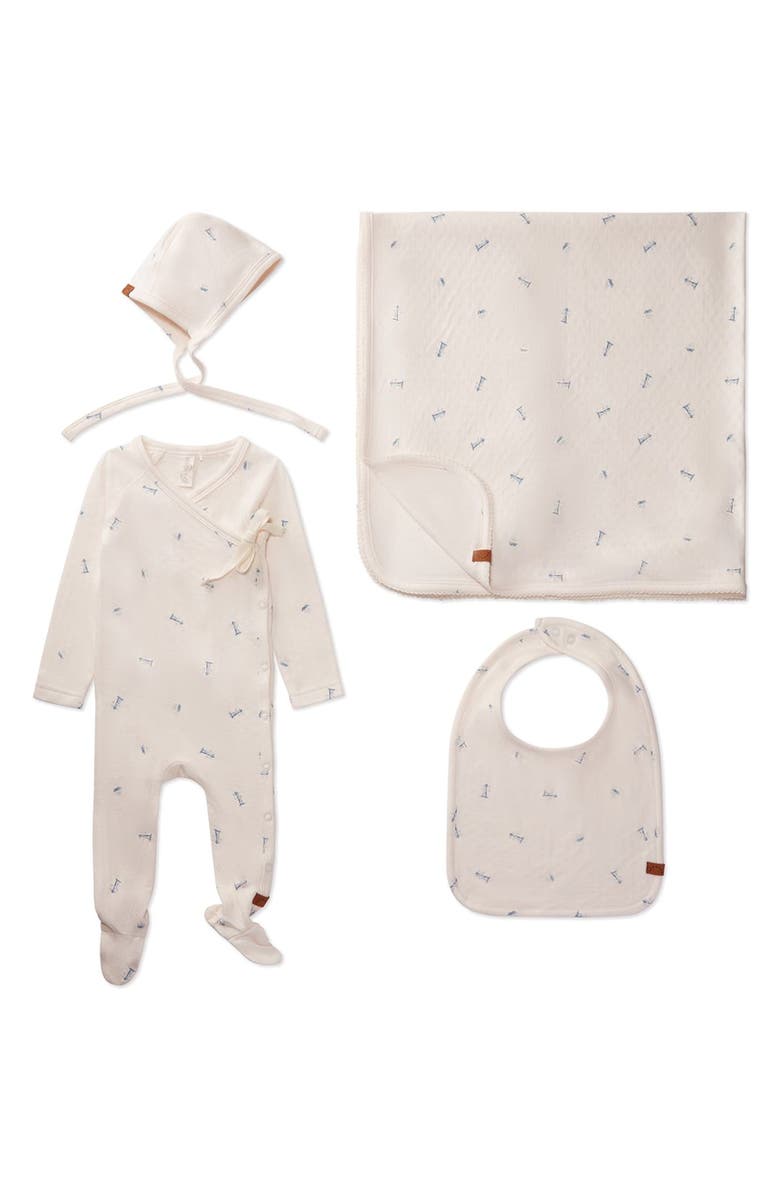 MiniMoi 4 Piece Baby Rayon Blend Pointelle Footie Set, Main, color, Winter White