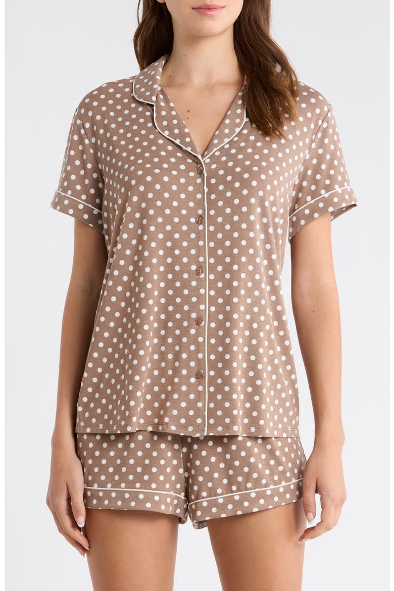 Moonlight Eco Short Pajamas, Main, color, BROWN- IVORY EVEN DENSE DOT