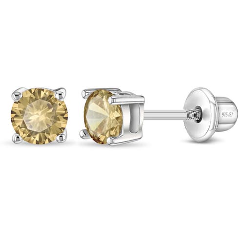 In Season Jewelry Classic Round Solitaire Earrings In Metallic